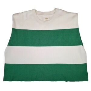Maeve Anthropology SZ 3X The Noah Muscle Sweater Tank Green Ivory Wide Stripe